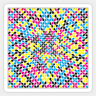 CMYK Warped Metaballs Pattern (White) Magnet